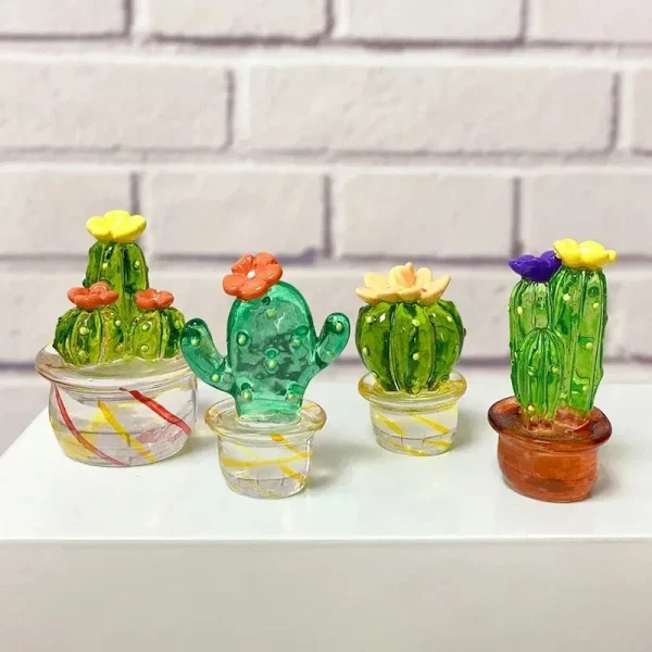 Mini Cactus Figurines Ornaments  Resin Cactus Bonsai Decor Sculptures and Figurines Desktop Ornament  Car Home Decoration 3