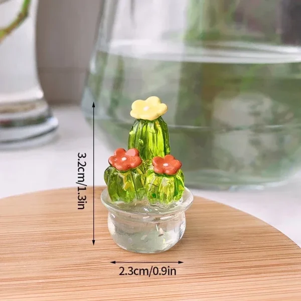Mini Cactus Figurines Ornaments  Resin Cactus Bonsai Decor Sculptures and Figurines Desktop Ornament  Car Home Decoration 6