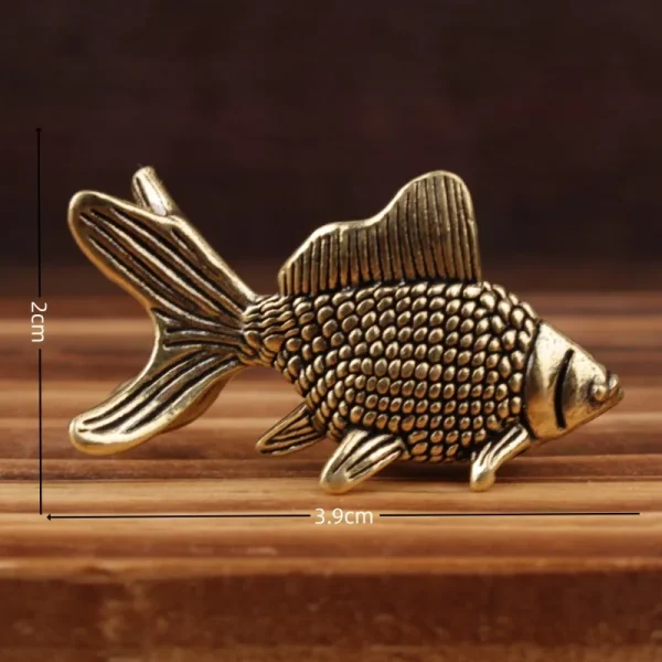 Cute Vintage Brass Goldfish Statue Ancient Lifelike Goldfish Figurines Elegant Exquisite Lucky Charm Animal Sculpture Halloween 4