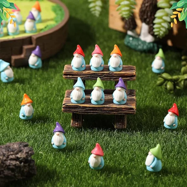 10pcs Mini Resin Gnomes Statues Ornaments Random Color Cute Fairy Miniature Gnome Figurines For Miniature Garden 1