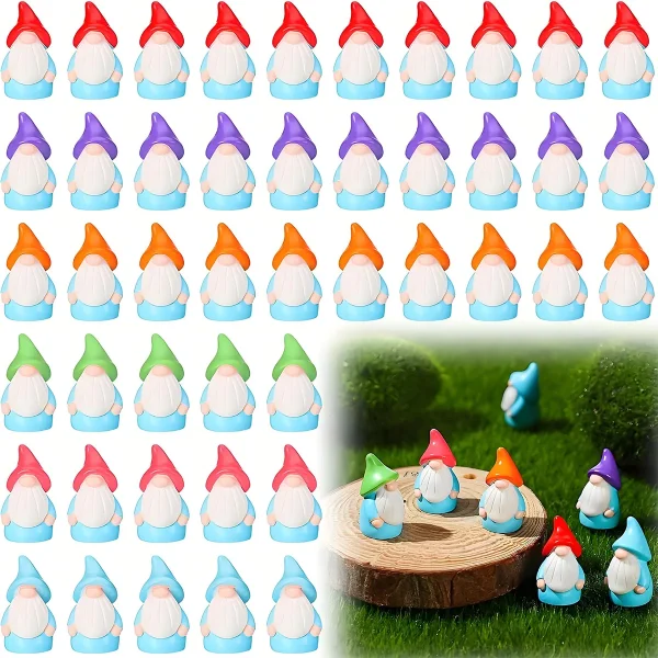 10pcs Mini Resin Gnomes Statues Ornaments Random Color Cute Fairy Miniature Gnome Figurines For Miniature Garden 3