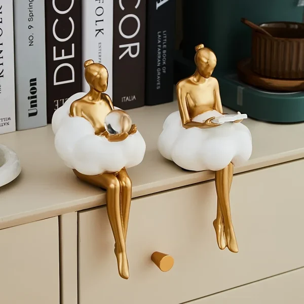 Cloud Girl Sculpture Abstract Art Figure Statue Modern Table Decoration Home Luxury Room Decor Aesthetic Design Figurine Crafts 3