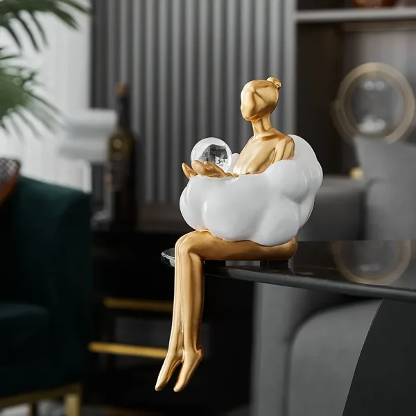 Cloud Girl Sculpture Abstract Art Figure Statue Modern Table Decoration Home Luxury Room Decor Aesthetic Design Figurine Crafts 4