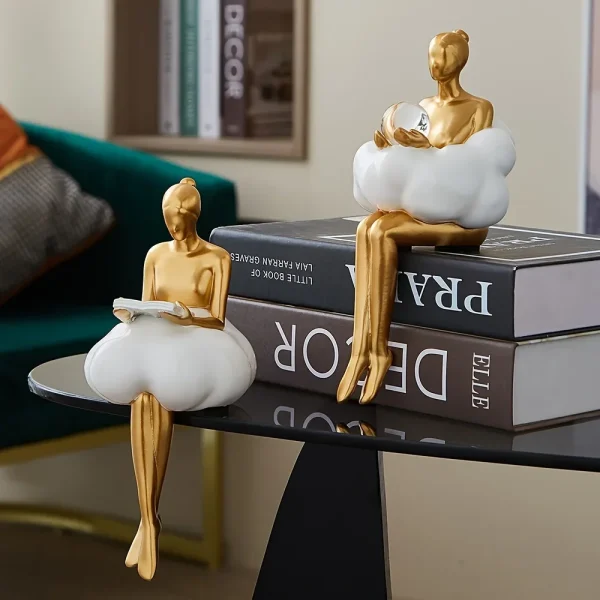 Cloud Girl Sculpture Abstract Art Figure Statue Modern Table Decoration Home Luxury Room Decor Aesthetic Design Figurine Crafts 5