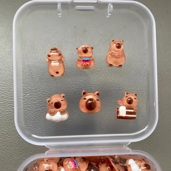 100pcs Mini Capybara Miniatures, Animal Figurines Fairy Garden Home Desk Ornament, Micro Landscape Diy Craft Decoration 6