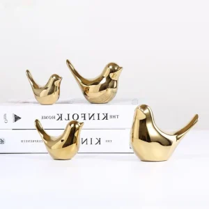 Bird Figurine 4 Sizes Nordic Ceramic Gold Animal Statue Jewelry Home Decoration Living Room Table Decoration Sculpture Ornament 1
