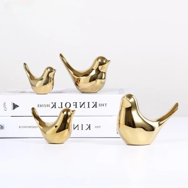 Bird Figurine 4 Sizes Nordic Ceramic Gold Animal Statue Jewelry Home Decoration Living Room Table Decoration Sculpture Ornament 1