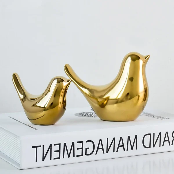 Bird Figurine 4 Sizes Nordic Ceramic Gold Animal Statue Jewelry Home Decoration Living Room Table Decoration Sculpture Ornament 3