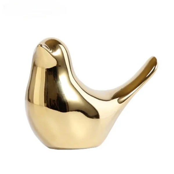 Bird Figurine 4 Sizes Nordic Ceramic Gold Animal Statue Jewelry Home Decoration Living Room Table Decoration Sculpture Ornament 4