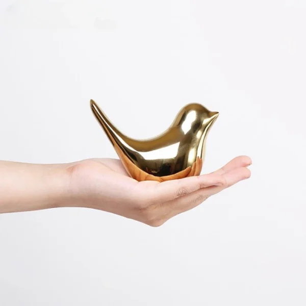 Bird Figurine 4 Sizes Nordic Ceramic Gold Animal Statue Jewelry Home Decoration Living Room Table Decoration Sculpture Ornament 6
