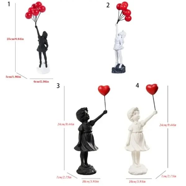 Flying Balloon Girl Figurine Banksy Modern Art Sculpture Resin Figure Craft Decoration Collectible Figurine Ornaments Gifts 6