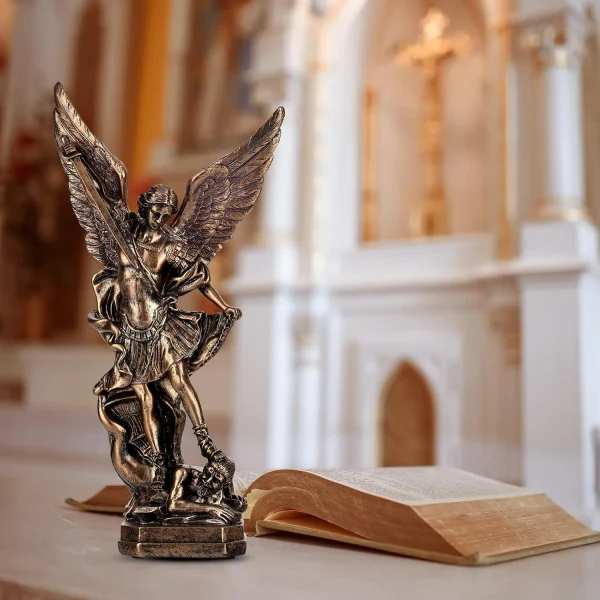Resin San Miguel Arcangel Statue St Michael Figurine St Michael The Archangel Victoriously Over Satan Collection Sculpture 1