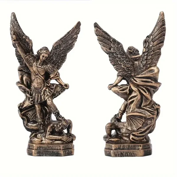 Resin San Miguel Arcangel Statue St Michael Figurine St Michael The Archangel Victoriously Over Satan Collection Sculpture 3