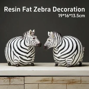 Resin Fat Zebra Decoration Cartoon Animal Sculpture Art Decor Crafts Thick Pinto Figurines 19*16*13.5cm 1