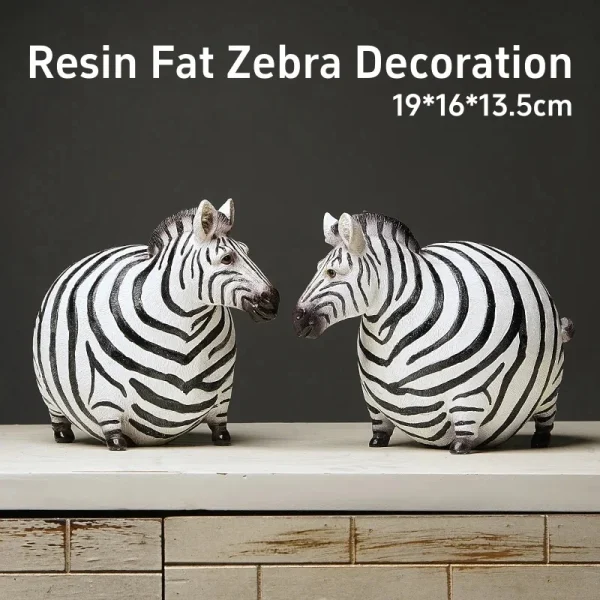 Resin Fat Zebra Decoration Cartoon Animal Sculpture Art Decor Crafts Thick Pinto Figurines 19*16*13.5cm 1