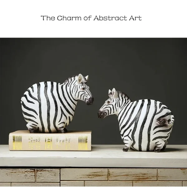 Resin Fat Zebra Decoration Cartoon Animal Sculpture Art Decor Crafts Thick Pinto Figurines 19*16*13.5cm 3