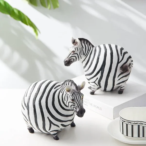 Resin Fat Zebra Decoration Cartoon Animal Sculpture Art Decor Crafts Thick Pinto Figurines 19*16*13.5cm 5