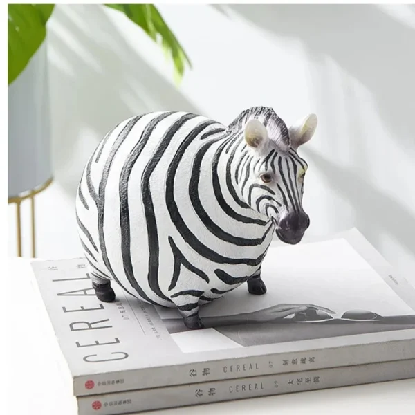 Resin Fat Zebra Decoration Cartoon Animal Sculpture Art Decor Crafts Thick Pinto Figurines 19*16*13.5cm 6