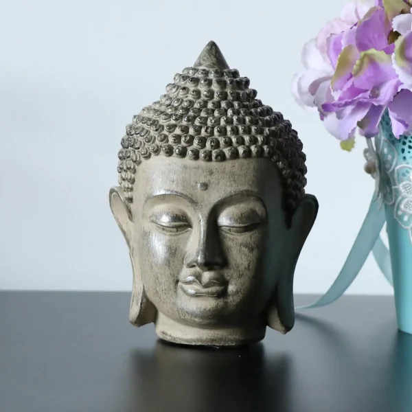 Buddha Head Statue Decorative Figurine Fengshui Home Porch Living Room Decoration Ornament Indoor/Outdoor Meditating Sculpture 1