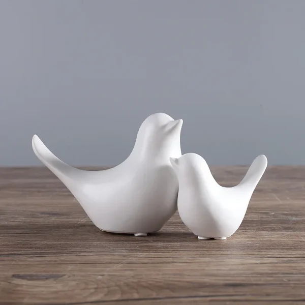 Bird Figurine 4 Sizes Nordic Ceramic Black White Animal Statue Jewelry Home Decoration Living Room Table Sculptural Ornament 4