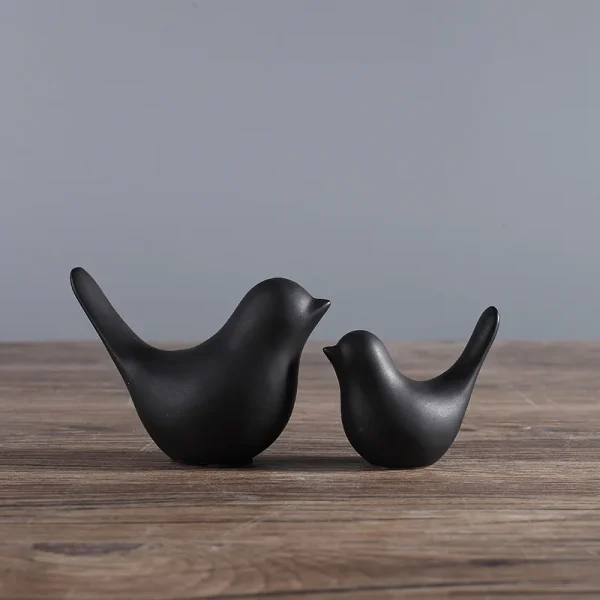 Bird Figurine 4 Sizes Nordic Ceramic Black White Animal Statue Jewelry Home Decoration Living Room Table Sculptural Ornament 5