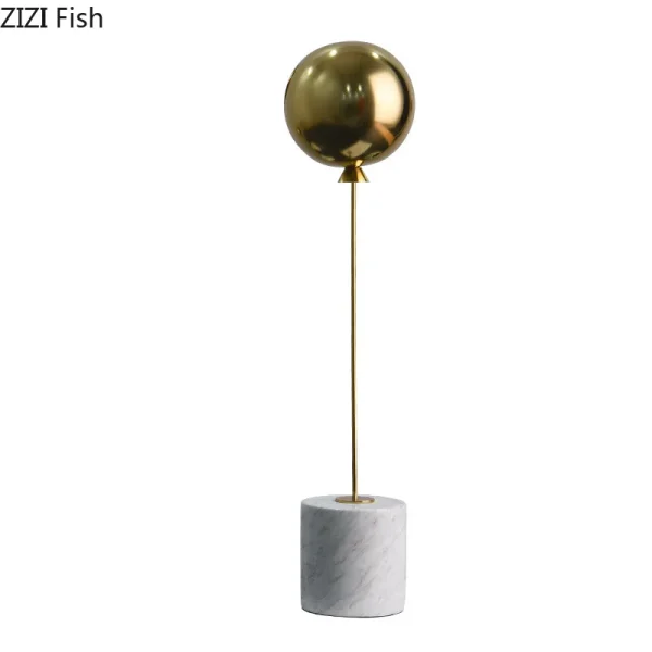 Natural Marble Base Metal Ornaments Balloon Sculpture Living Room Statue Home Accessories Decoration Crafts Figurines Miniatures 6