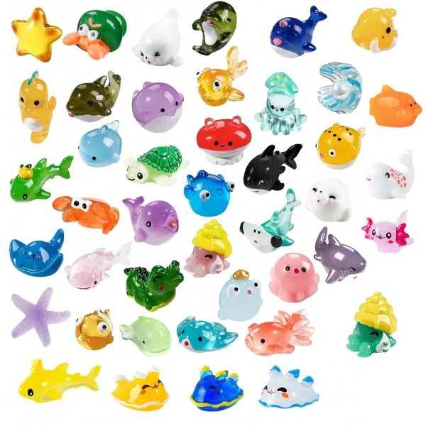Mini Ocean Resin Animals Tiny Sea Animals Figurines Marine Miniature Animals Aquarium Ornaments Home Decorations 1