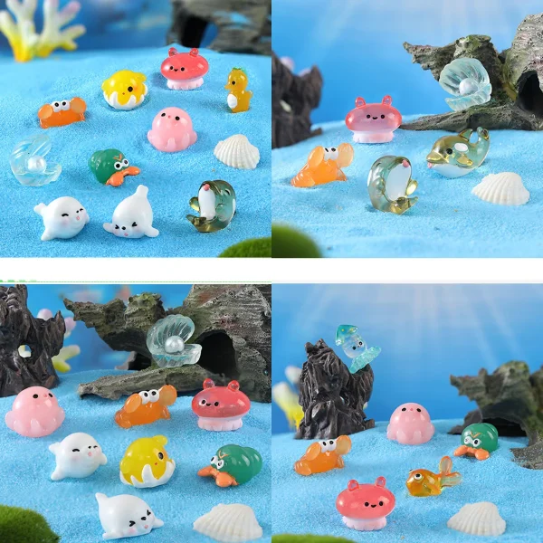 Mini Ocean Resin Animals Tiny Sea Animals Figurines Marine Miniature Animals Aquarium Ornaments Home Decorations 2