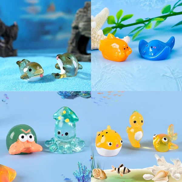 Mini Ocean Resin Animals Tiny Sea Animals Figurines Marine Miniature Animals Aquarium Ornaments Home Decorations 3