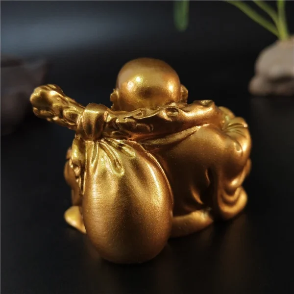 Golden Laughing Buddha Statue Chinese Feng Shui Lucky Money Maitreya Buddha Sculpture Figurines Home Garden Decoration Statues 2