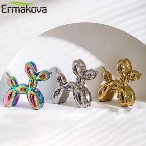 ERMAKOVA 11cm/4.3inch Creative Balloon Dog Abstract Ceramic Ornament Sculpture Figurine Statue Home Office Decoration Gift 1