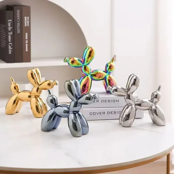 ERMAKOVA 11cm/4.3inch Creative Balloon Dog Abstract Ceramic Ornament Sculpture Figurine Statue Home Office Decoration Gift 3