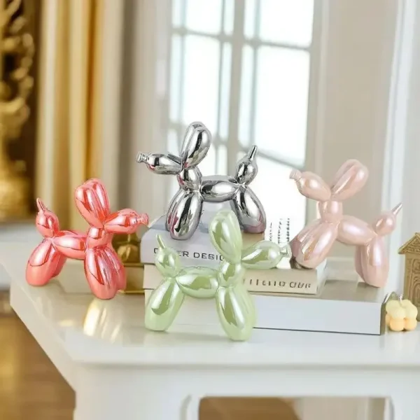 ERMAKOVA 11cm/4.3inch Creative Balloon Dog Abstract Ceramic Ornament Sculpture Figurine Statue Home Office Decoration Gift 5