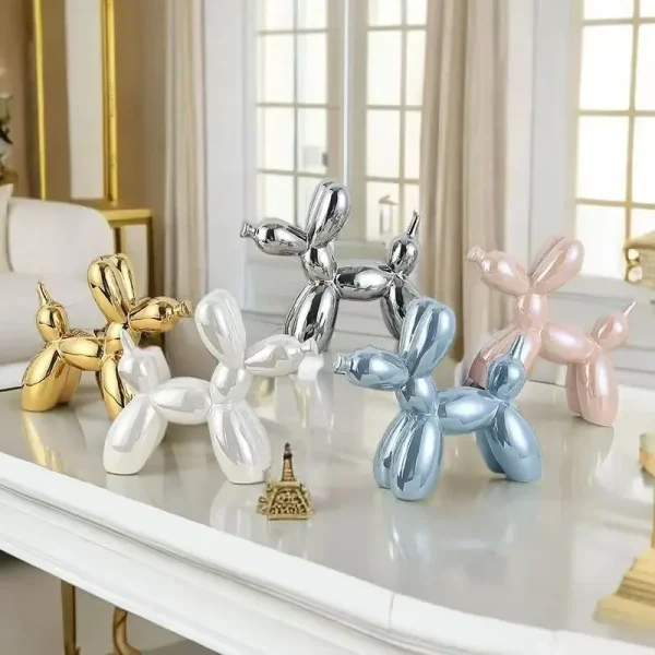 ERMAKOVA 11cm/4.3inch Creative Balloon Dog Abstract Ceramic Ornament Sculpture Figurine Statue Home Office Decoration Gift 6