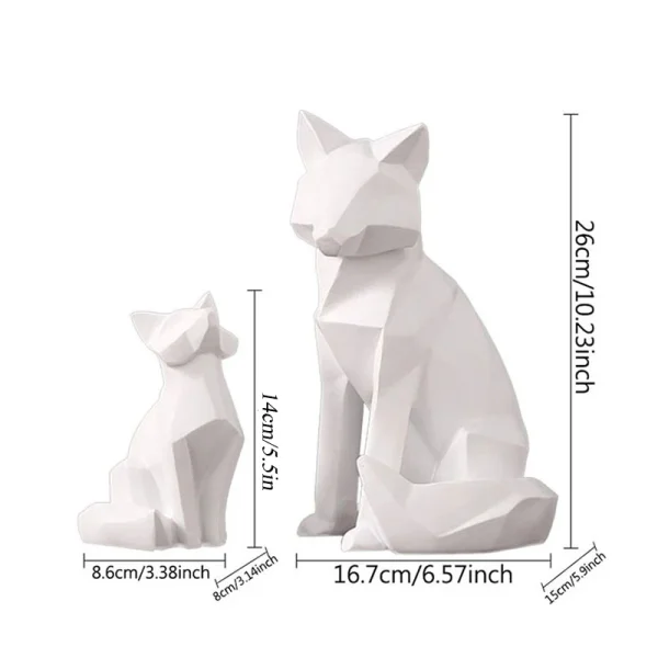 Geometric Fox Sculpture Animal Statues Simple White Abstract Ornaments Modern Home Decorations Interior Ornaments 2