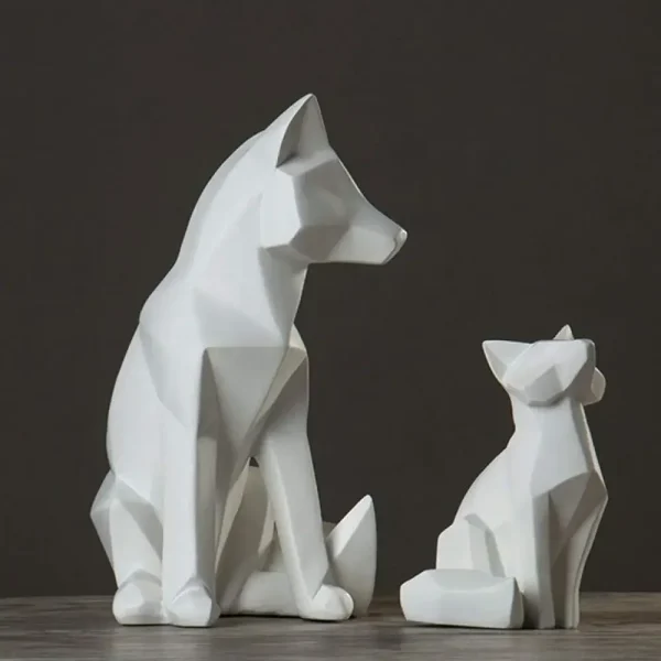 Geometric Fox Sculpture Animal Statues Simple White Abstract Ornaments Modern Home Decorations Interior Ornaments 3