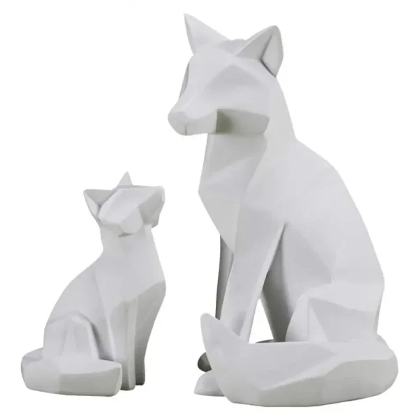 Geometric Fox Sculpture Animal Statues Simple White Abstract Ornaments Modern Home Decorations Interior Ornaments 4