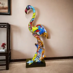 Graffiti Flamingo Sculpture Animal Statue Art Figurine Home Decor for Living Room Bedroom Book Shelf TV Cabinet Desktop Decor 1