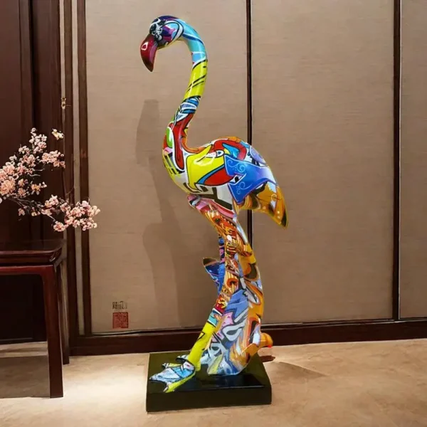 Graffiti Flamingo Sculpture Animal Statue Art Figurine Home Decor for Living Room Bedroom Book Shelf TV Cabinet Desktop Decor 3