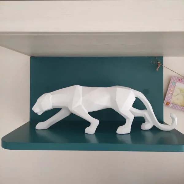 Large Size Panther Statue Animal Figurine Abstract Geometric Style Resin Leopard Sculpture Home Office Desktop Decoration Crafts 3