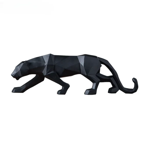Large Size Panther Statue Animal Figurine Abstract Geometric Style Resin Leopard Sculpture Home Office Desktop Decoration Crafts 4