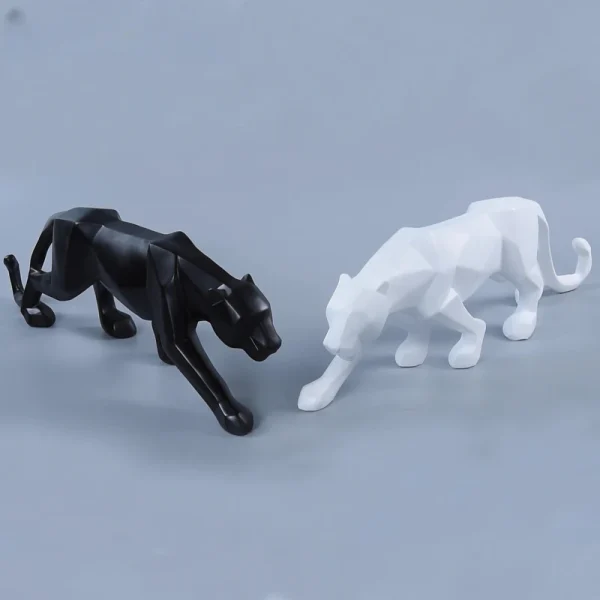 Large Size Panther Statue Animal Figurine Abstract Geometric Style Resin Leopard Sculpture Home Office Desktop Decoration Crafts 5