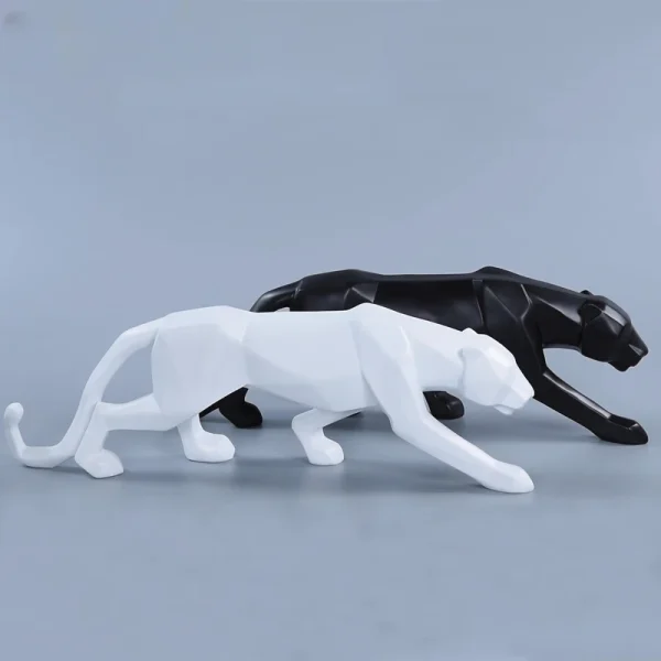 Large Size Panther Statue Animal Figurine Abstract Geometric Style Resin Leopard Sculpture Home Office Desktop Decoration Crafts 6