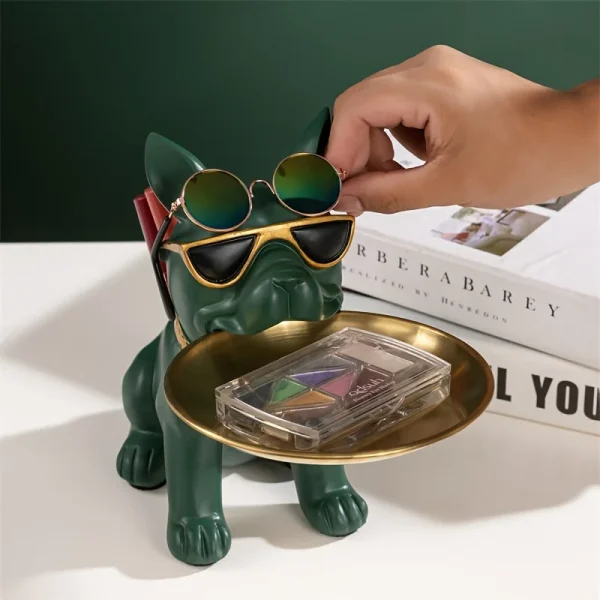 French Bulldog Sculpture Dog Statue with Tray and Keys Holder Storage Gift Home Decor Ornaments Rood Decor Animal Figurine 4