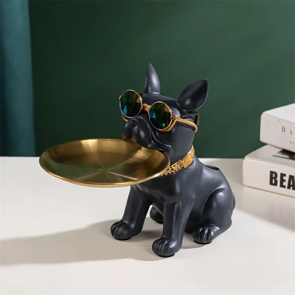French Bulldog Sculpture Dog Statue with Tray and Keys Holder Storage Gift Home Decor Ornaments Rood Decor Animal Figurine 5