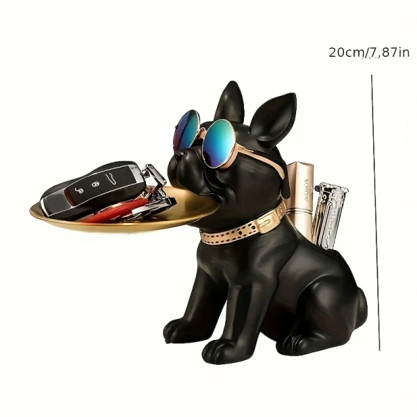 French Bulldog Sculpture Dog Statue with Tray and Keys Holder Storage Gift Home Decor Ornaments Rood Decor Animal Figurine 6