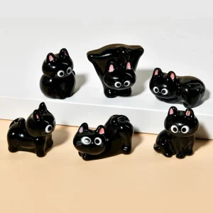 Cute Black Cats Figurine Miniature Micro Landscape Resin Ornaments for Home Decorations Cute Kitten Desktop Room Decoration 1