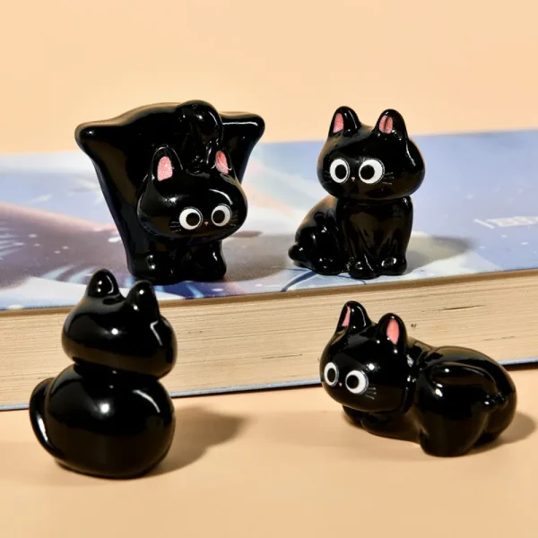 Cute Black Cats Figurine Miniature Micro Landscape Resin Ornaments for Home Decorations Cute Kitten Desktop Room Decoration 2
