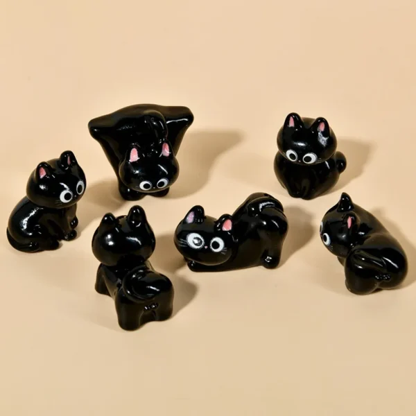 Cute Black Cats Figurine Miniature Micro Landscape Resin Ornaments for Home Decorations Cute Kitten Desktop Room Decoration 3