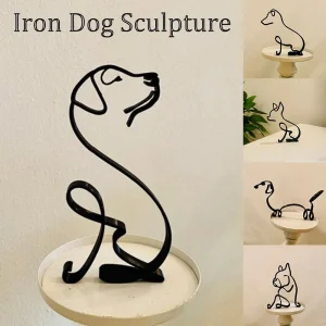 Modern Animal Sculpture Abstract Dog Ornament Wrought Iron Bulldog Dachshund Labrador Chihuahua Pastoral Dog Simple Art Figurine 1